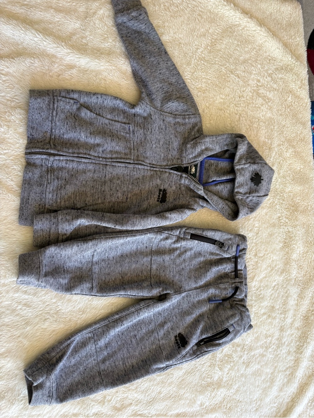 Kids Roots Gray Zip-Up Hoodie & Jogger Sweatpants Set